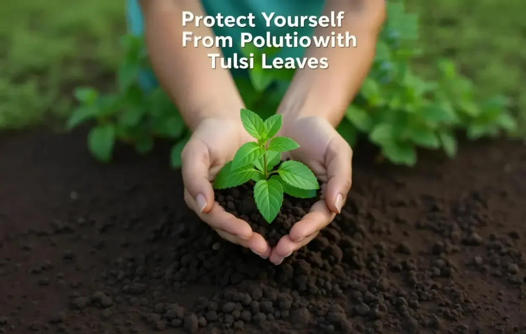 তুলসী পাতা দিয়ে দূষণ থেকে রক্ষা পান - হাতে তুলসী গাছের