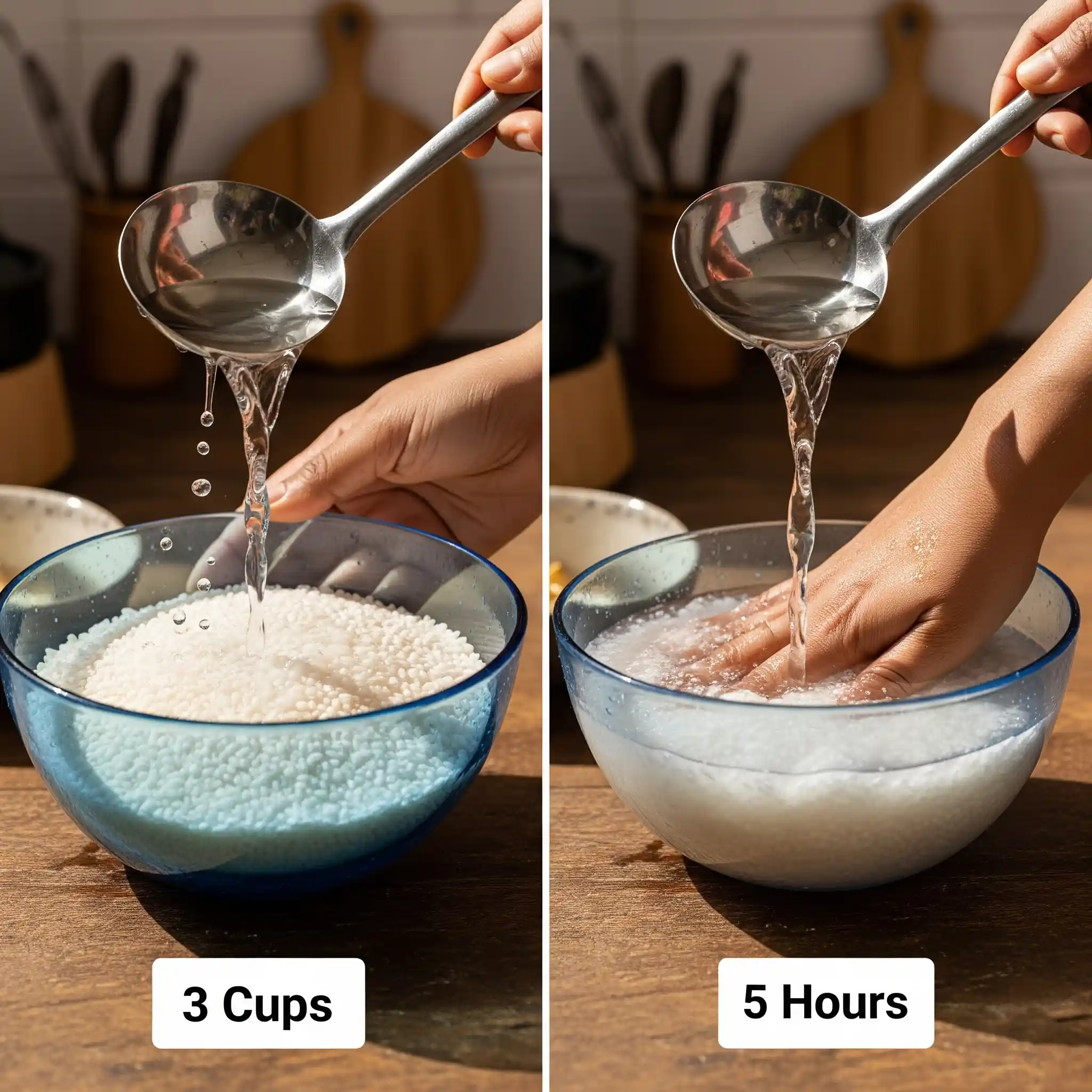 কাচের বাটিতে সাবুদানা এবং তার পরিমাণ